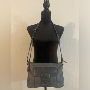 Naturalizer Leather Buckle Crossbody- Black & Gold